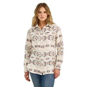 Wrangler Retro Women's LG Aztec Print Long Sleeve Snap Shirt Cream 112368056